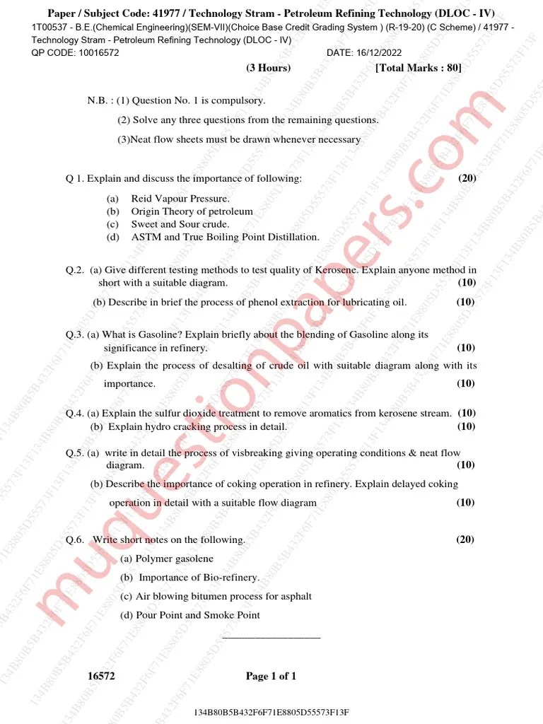 Be - Chemical Engineering - Semester 7 - 2022 - December - Dloc IV ...