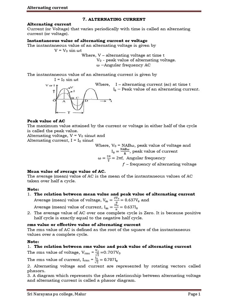 Alternating Current-1 | PDF | Transformer | Inductor