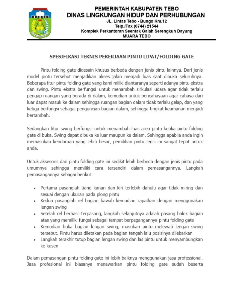 Spesifikasi Teknis Gedung Kir | PDF