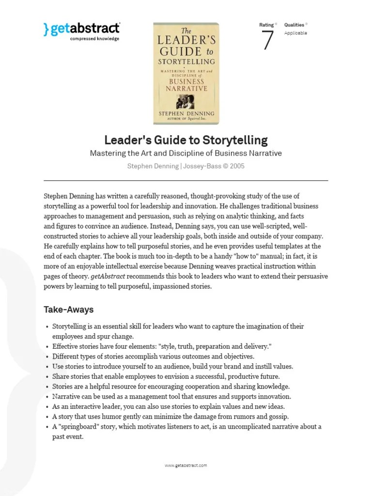 The Leaders Guide To Storytelling - Stephen Denning | PDF ...