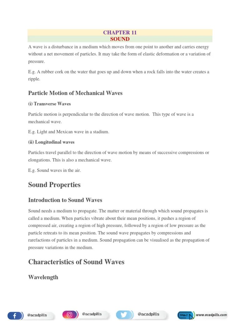 Chapter 11 Sound Pdf Sound Waves