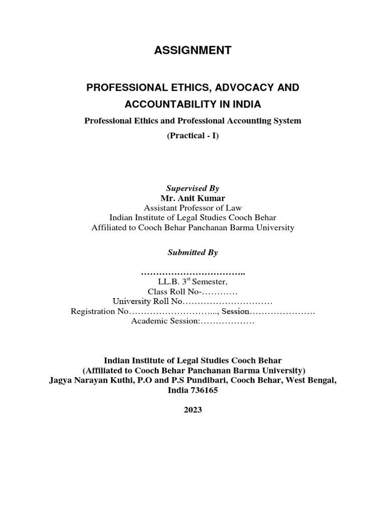 Professional Ethics Assignment | PDF | Advocate | Justice