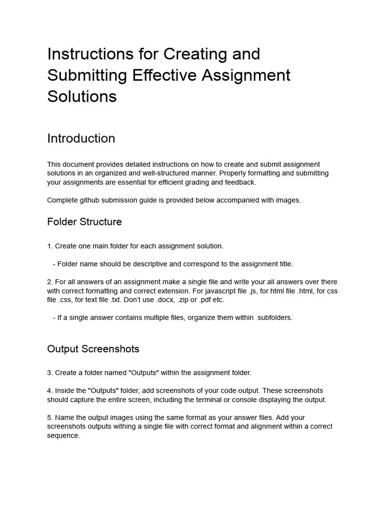 Instructions For Creating And Submitting Effective Assignment Solutions | PDF | Computer File ...