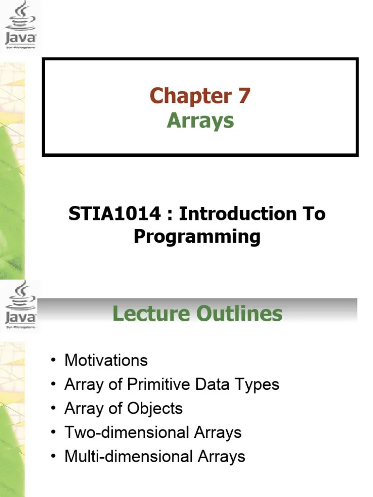 Chapter7 - Arrays (Programming I) | PDF | Variable (Computer Science ...