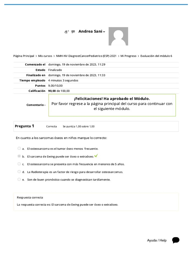 Evaluación Del Módulo 6 - Revisión Del Intento | PDF | Sarcoma | Epidemiología
