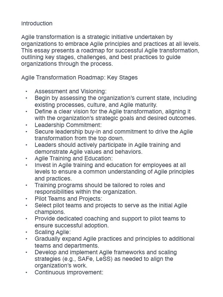 Agile Transformation Roadmap | PDF | Agile Software Development ...