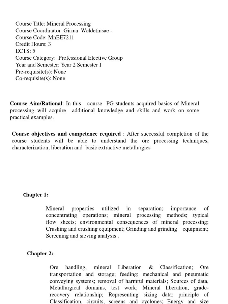 Mineral Processing Introduction 1 | PDF | Metals | Metallurgy