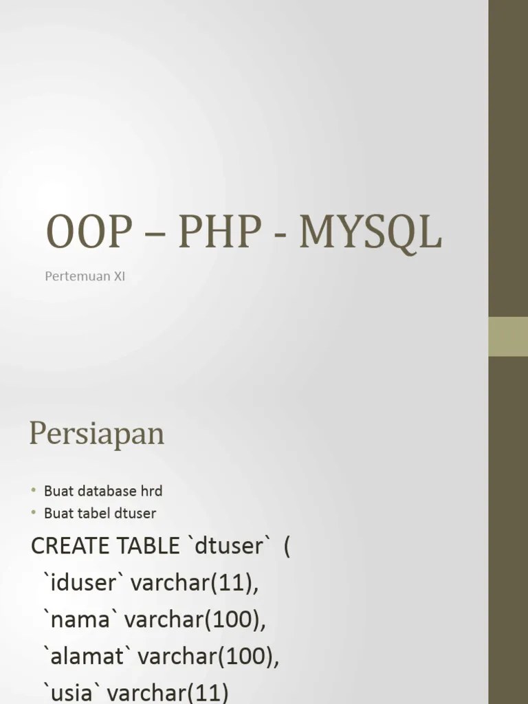 Pertemuan VI OOP PHP MYSQL 2 | PDF | Sql | Information Technology ...