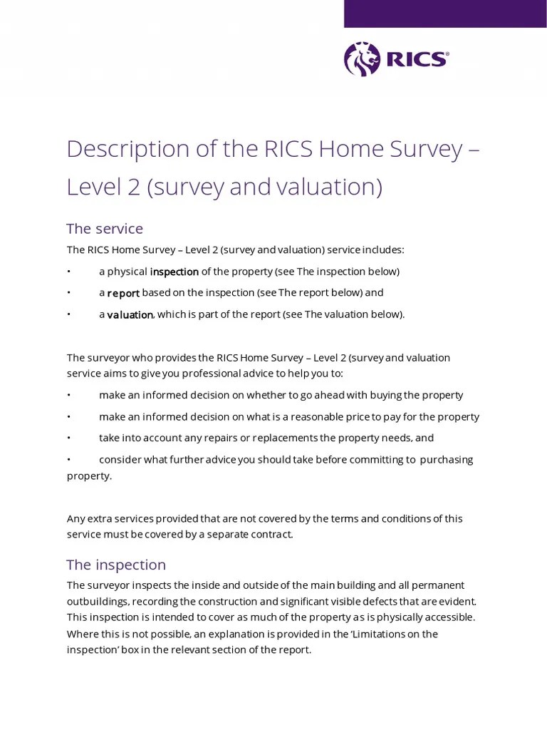 Description Of The Rics Home Survey Level 2 With Valuation002 | PDF ...