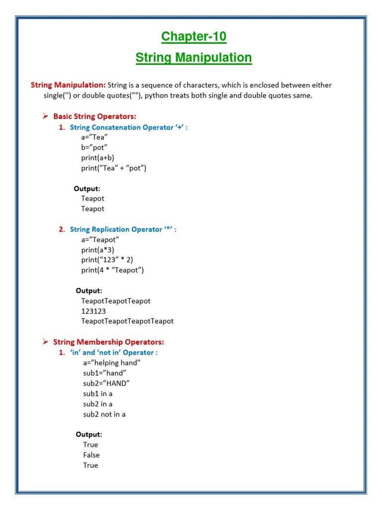 Ch-10 (String Manipulation) | PDF | String (Computer Science) | Letter Case