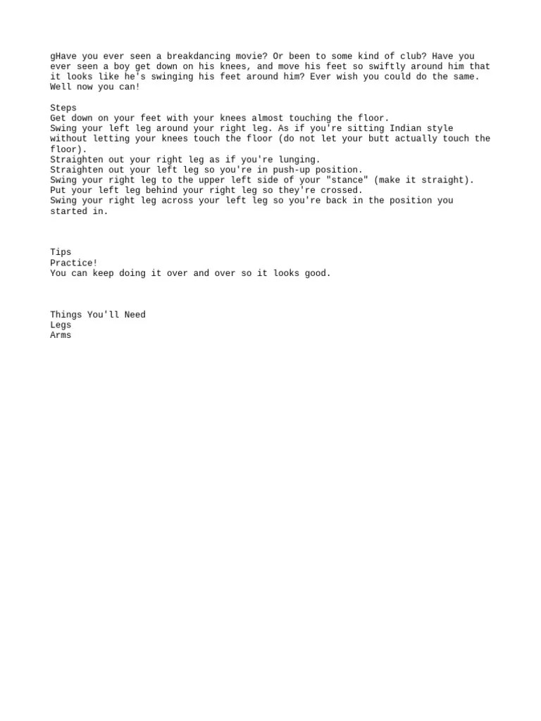 How To Do A 6 Step Breakdance | PDF