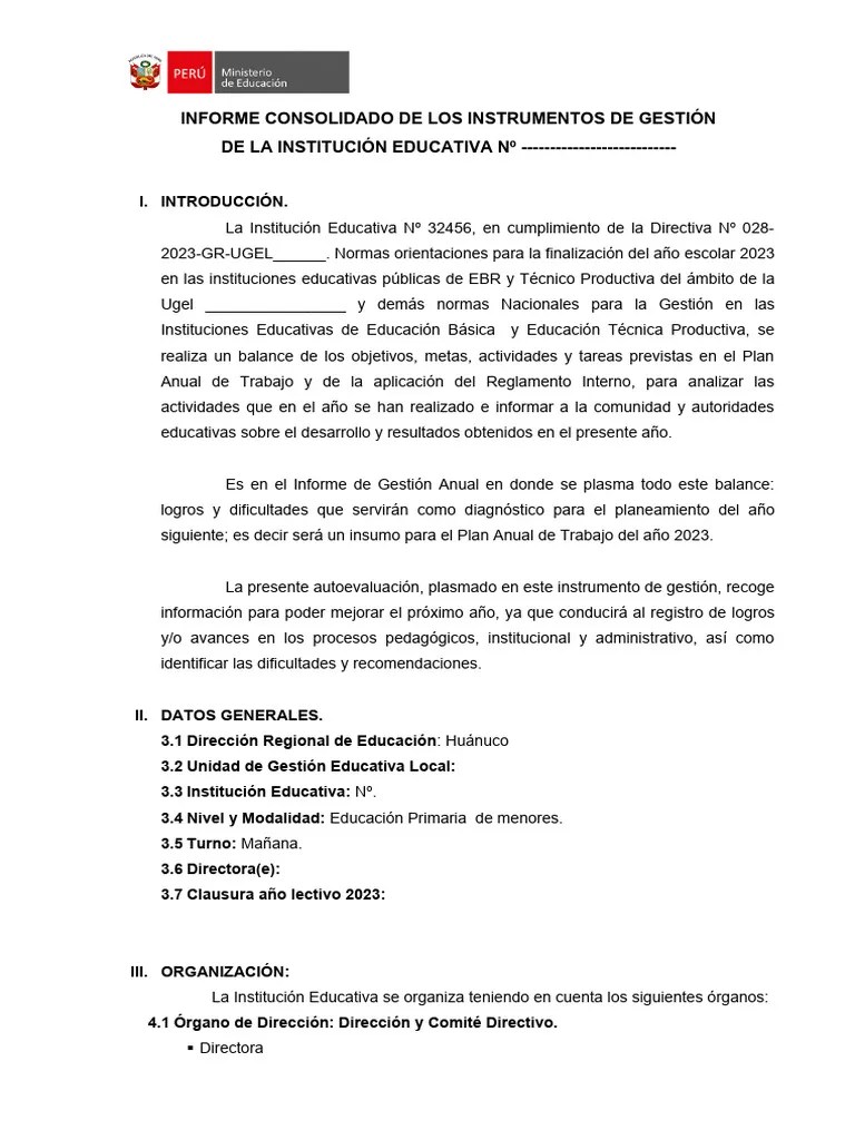 Informe Consolidado De Gestion 2023 | PDF