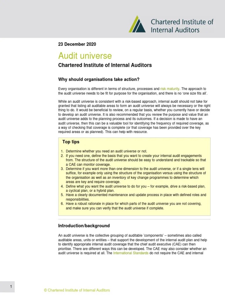 2020 - Audit Universe | PDF | Internal Audit | Audit