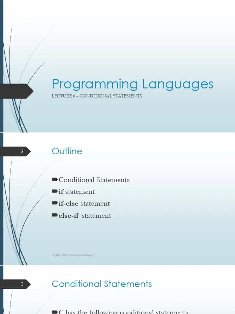 Lecture 6 Conditional Statements | PDF | Teaching Methods & Materials ...