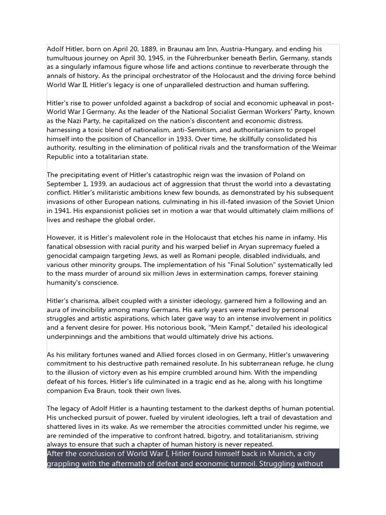 Adolf Hitler And World War 2 | PDF | Adolf Hitler | Nazi Party