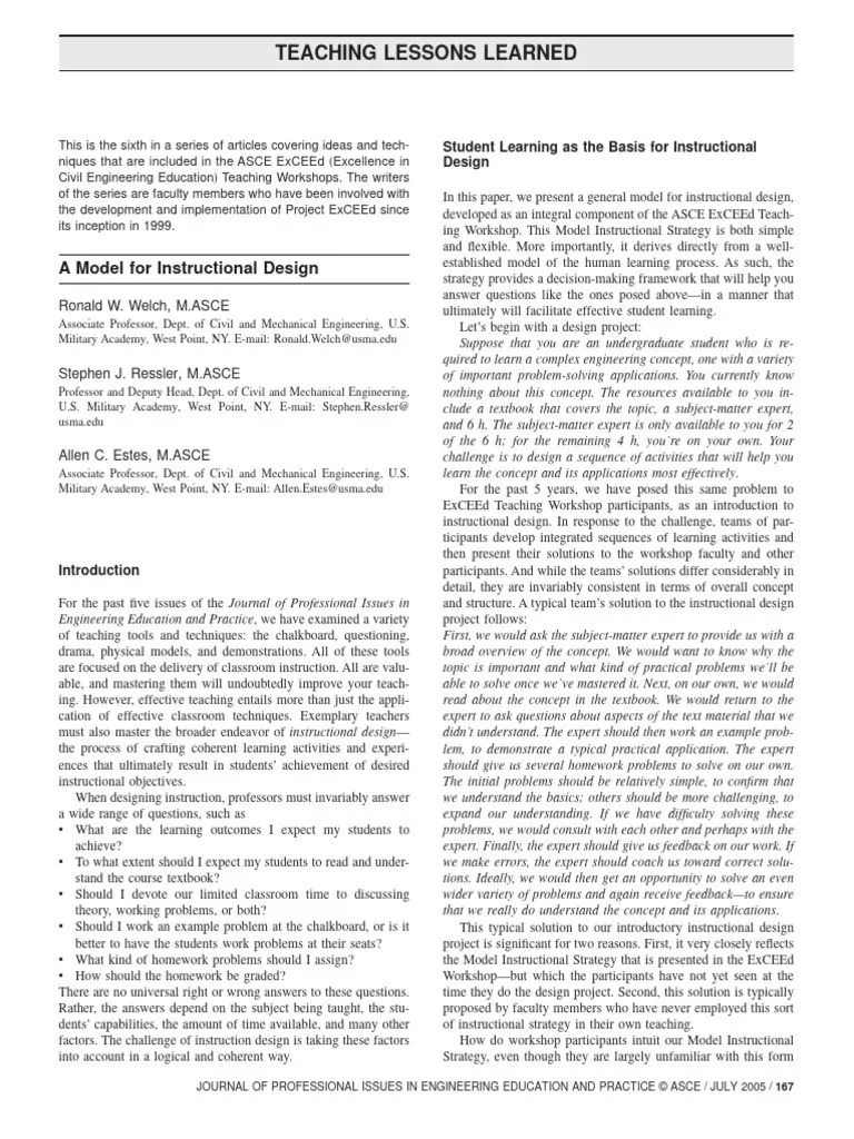 A Model For Instructional Design | PDF | Instructional Design | Learning