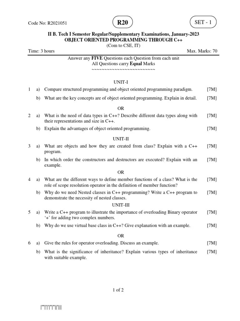 OBJECT ORIENTED PROGRAMMING THROUGH C Jan 2023 | PDF | C++ | Class ...