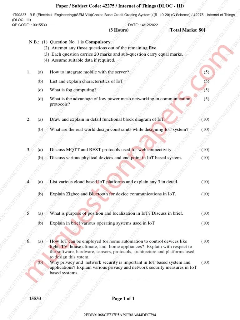 Be - Electrical Engineering - Semester 7 - 2022 - December - Dloc III ...