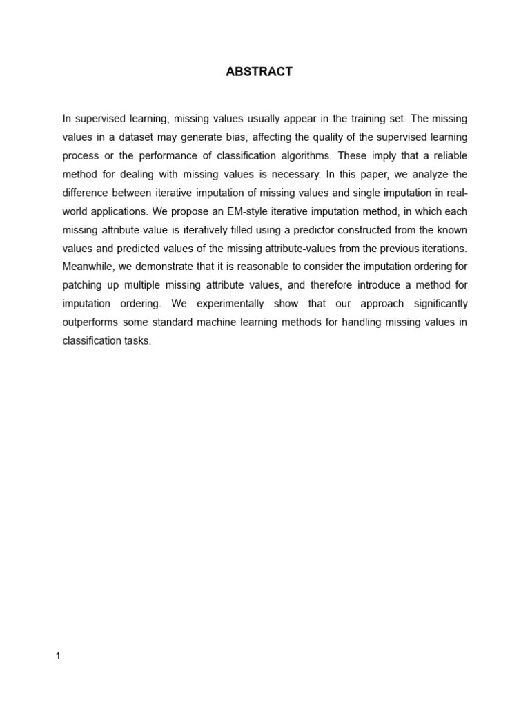 MIssing Data Imputation Using Machine Learning Algorithm | PDF ...