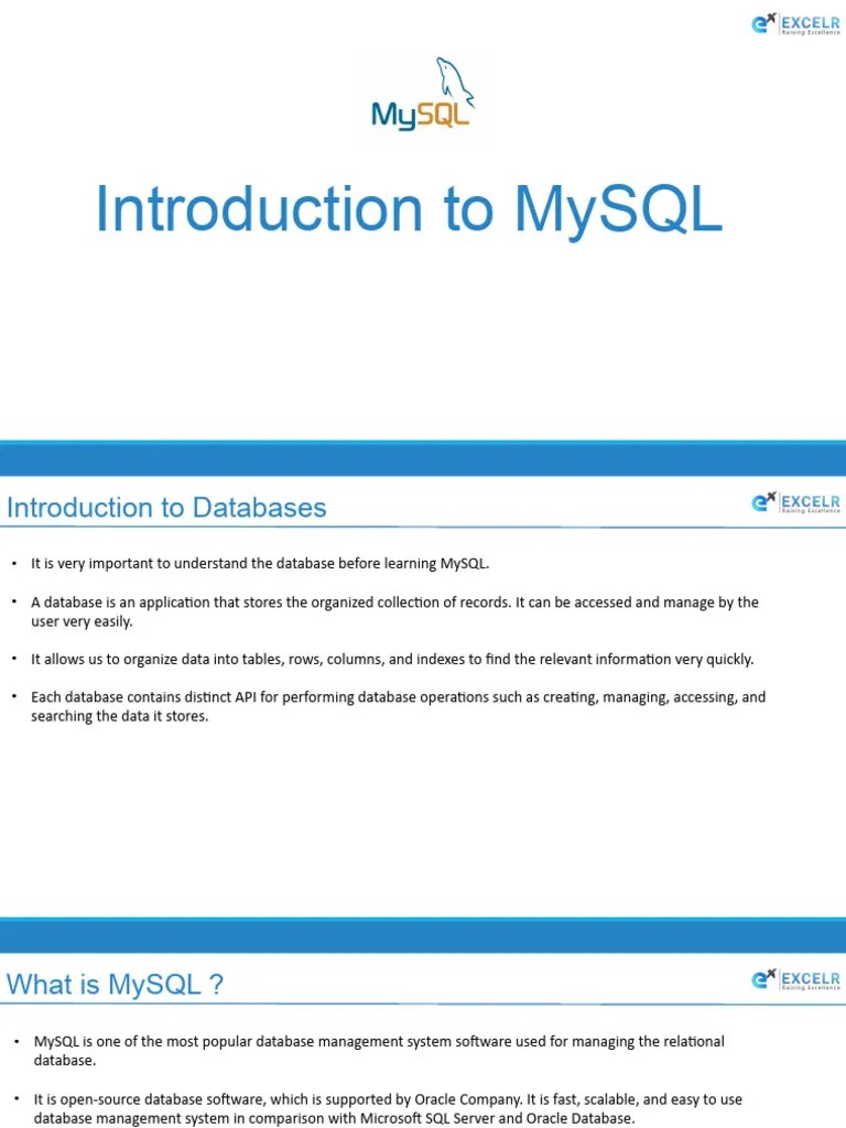 Day 1 - Introduction To MySQL | PDF | Relational Database | Databases