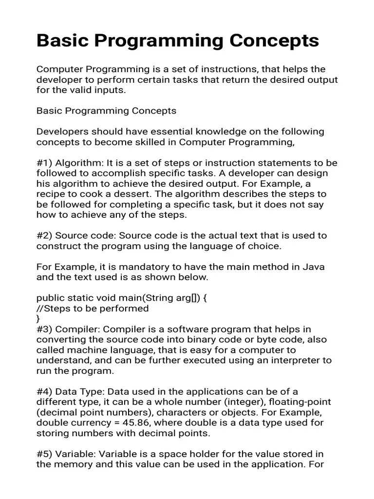 Basic Programming Concepts | PDF