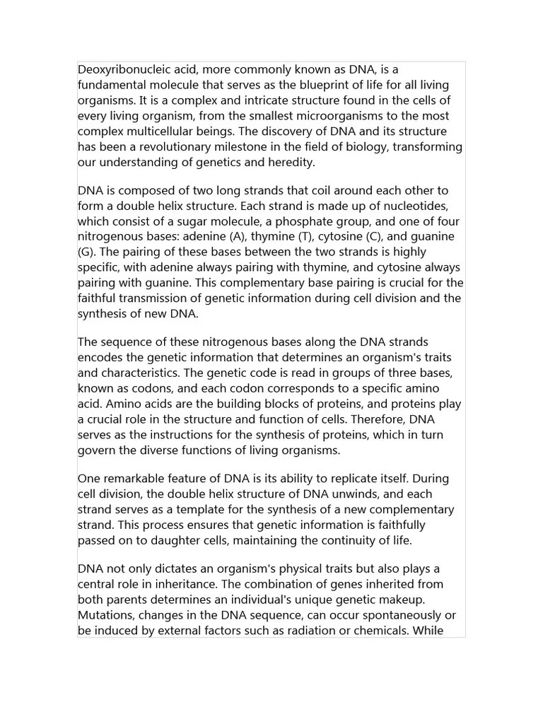 The History Of Dna | PDF | Dna | Genetics