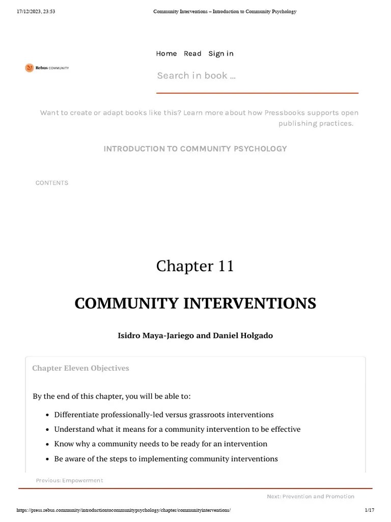 Community Interventions - Introduction To Community Psychology | PDF ...