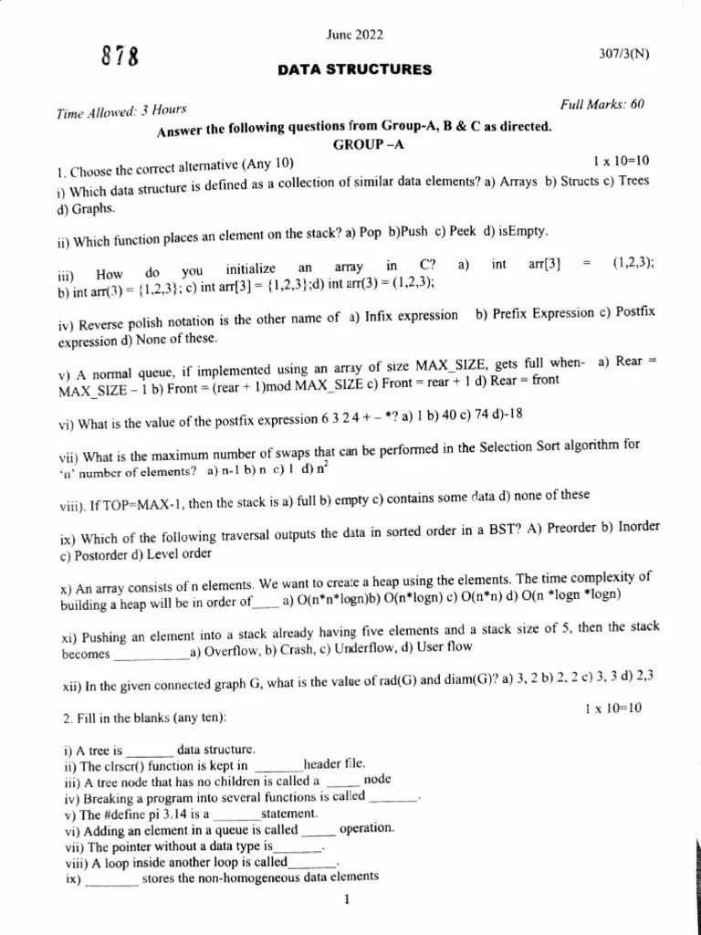 CST 3 Sem Data Structures 307 3 N Jun 2022 | PDF | Algorithms And Data ...