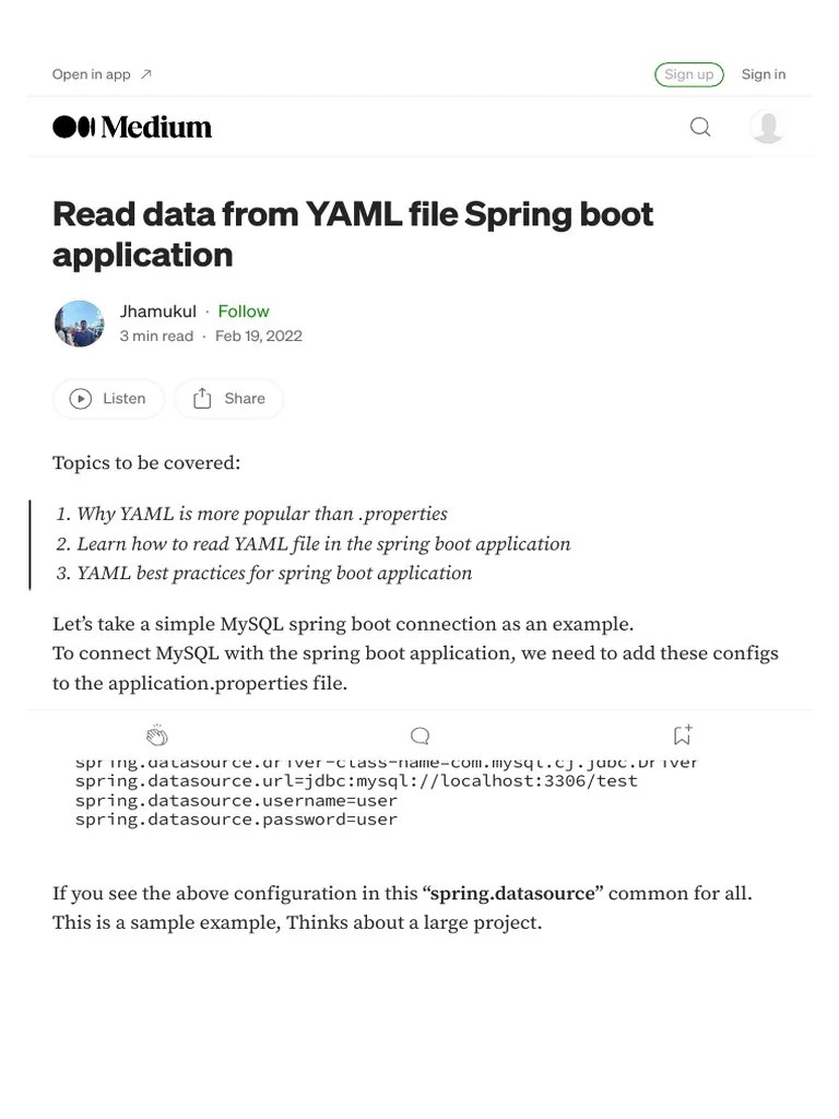 Read Data From YAML File In Spring Boot Framework | PDF | Spring ...