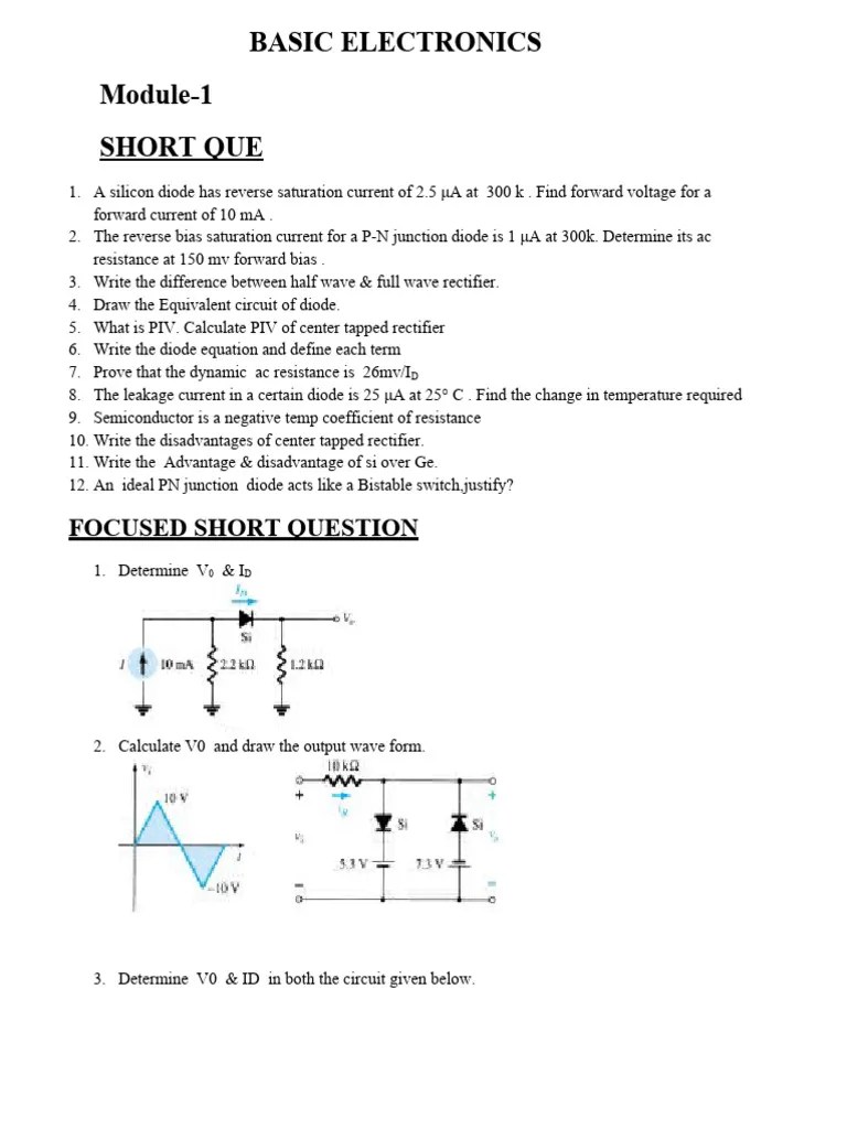 Basic Electronics Question Bank-2023-Dec | PDF | Operational Amplifier ...