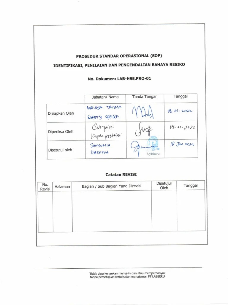 Prosedur Identifikasi Bahaya | PDF