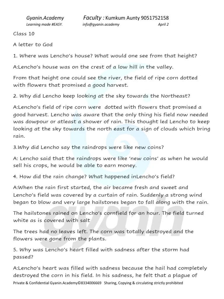 A letter to god