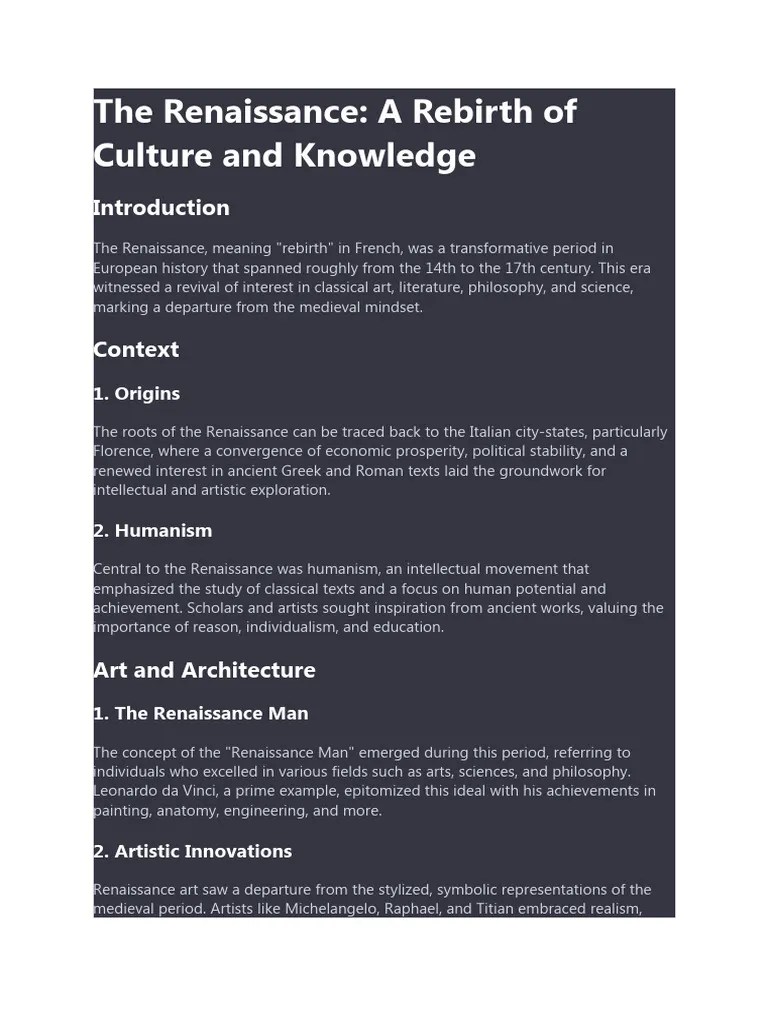 The Renaissance | PDF | Renaissance | Science