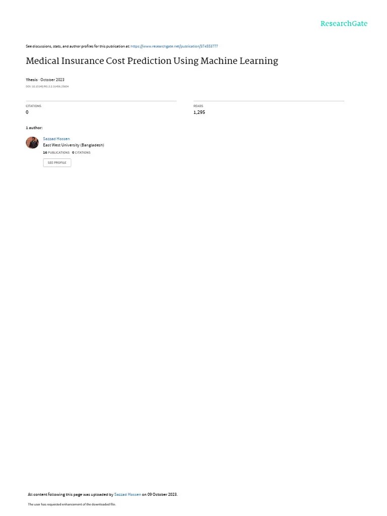 Medical Insurance Cost Prediction | PDF | Regression Analysis | Machine Learning