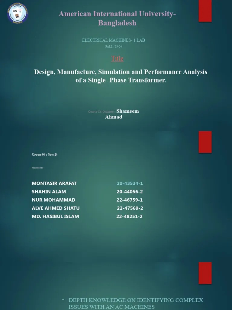 Machines 1 Presentation. | PDF | Transformer | Alternating Current