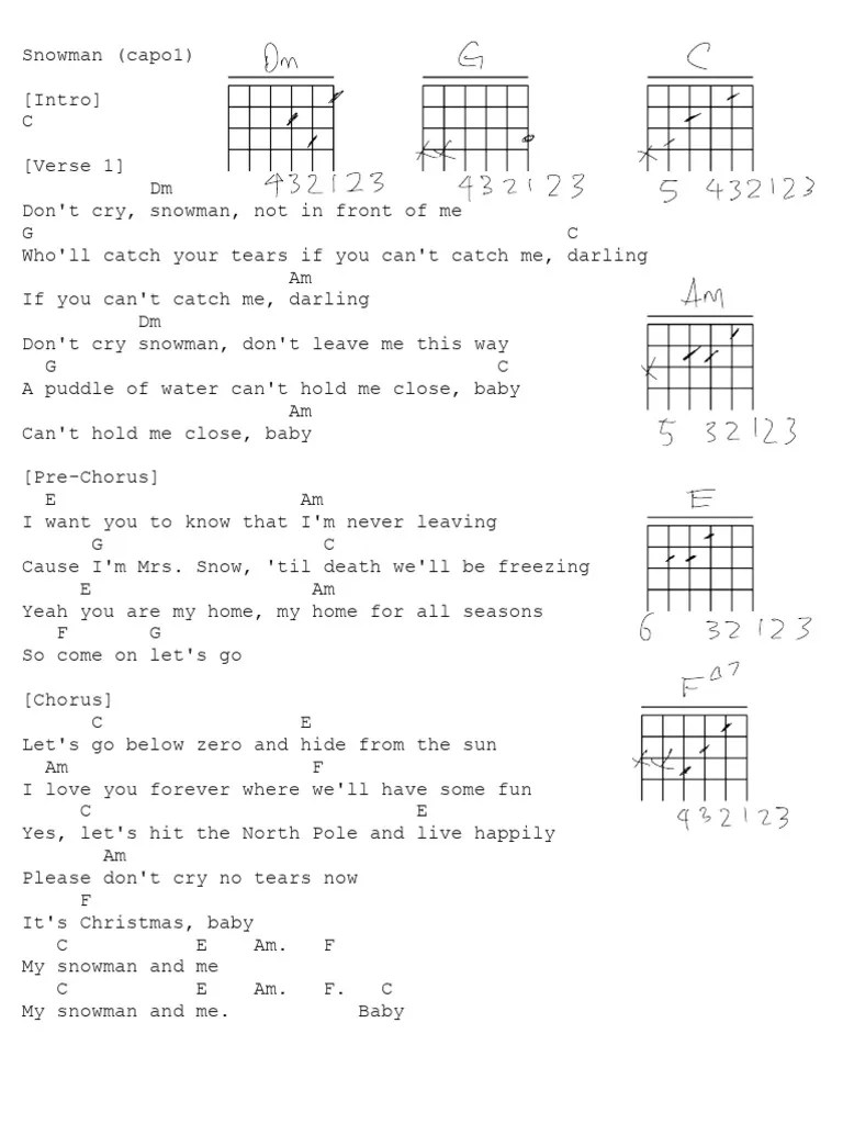 Snowman By Sia Guitar Chords | PDF | Song Structure | Songs