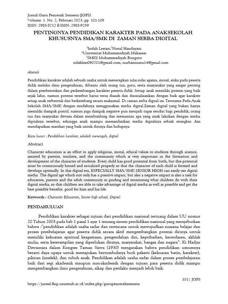Pentingnya Pendidikan Karakter Pada Anak Remaja Khususnya Sekolah | PDF