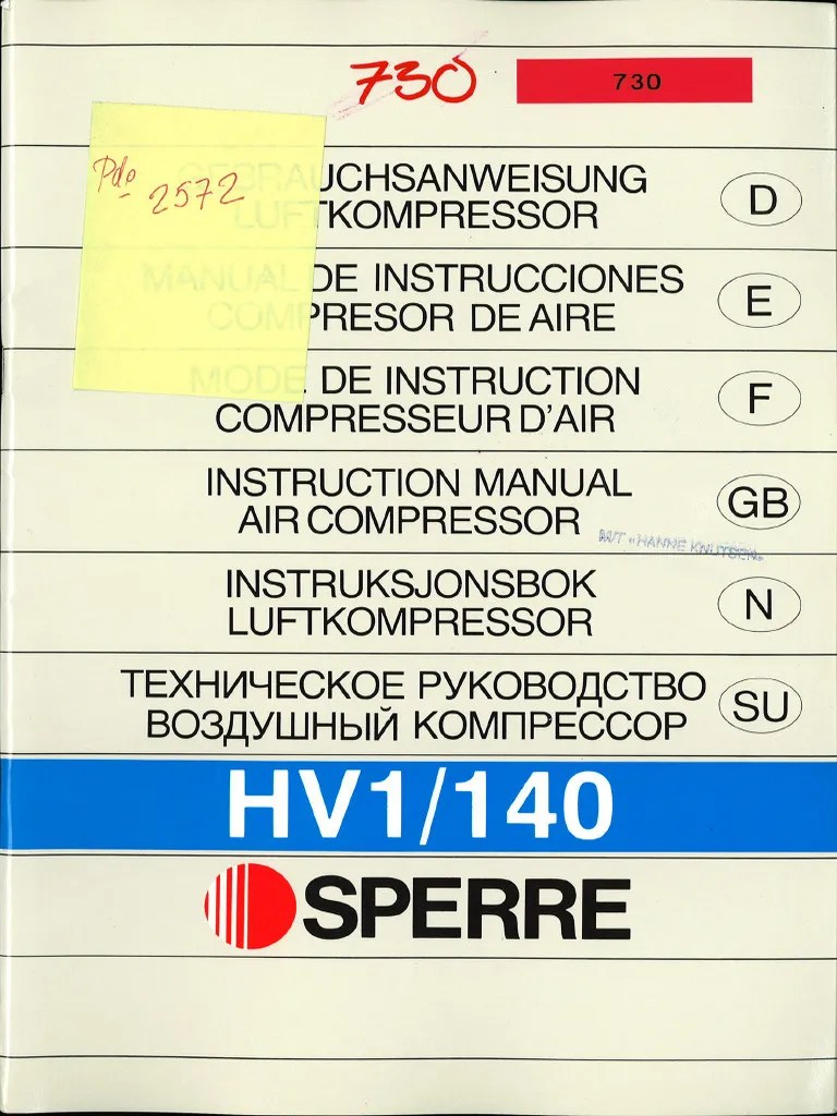Instruction Manual Air Compressor | PDF