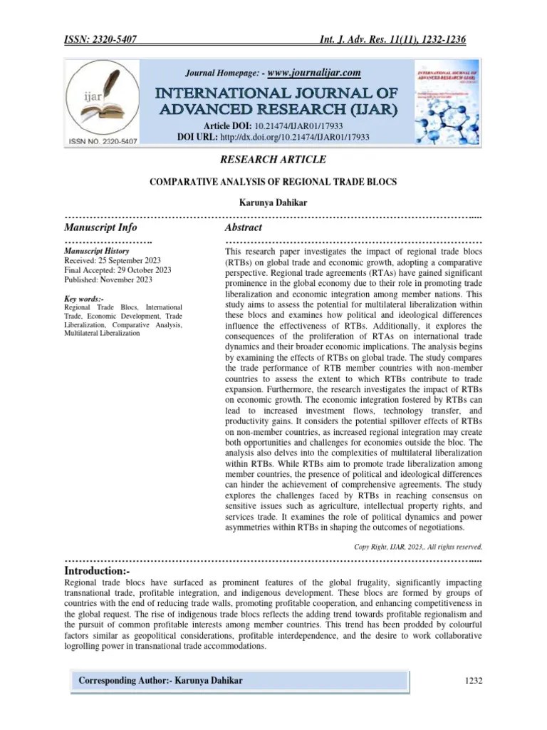 Comparative Analysis Of Regional Trade Blocs | PDF | Regional Integration | Trade