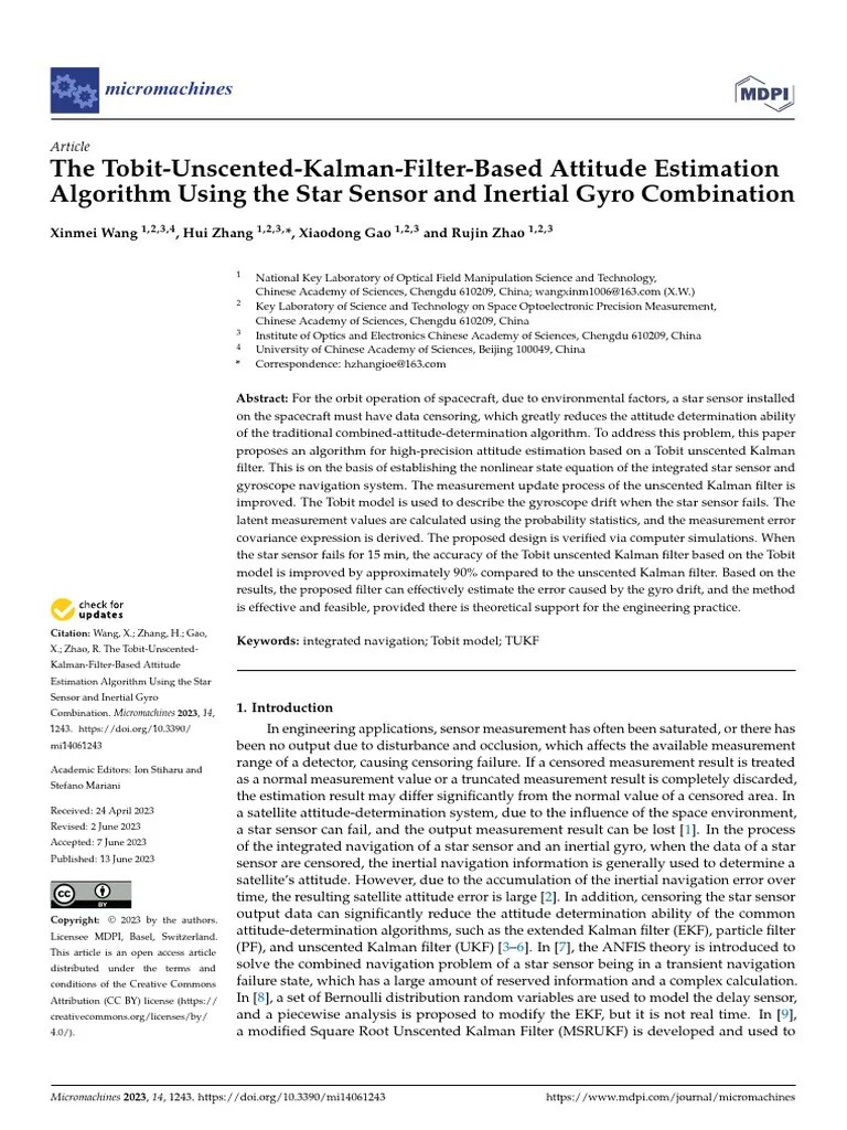 The Tobit-Unscented-Kalman-Filter-Based Attitude Estimation Algorithm ...