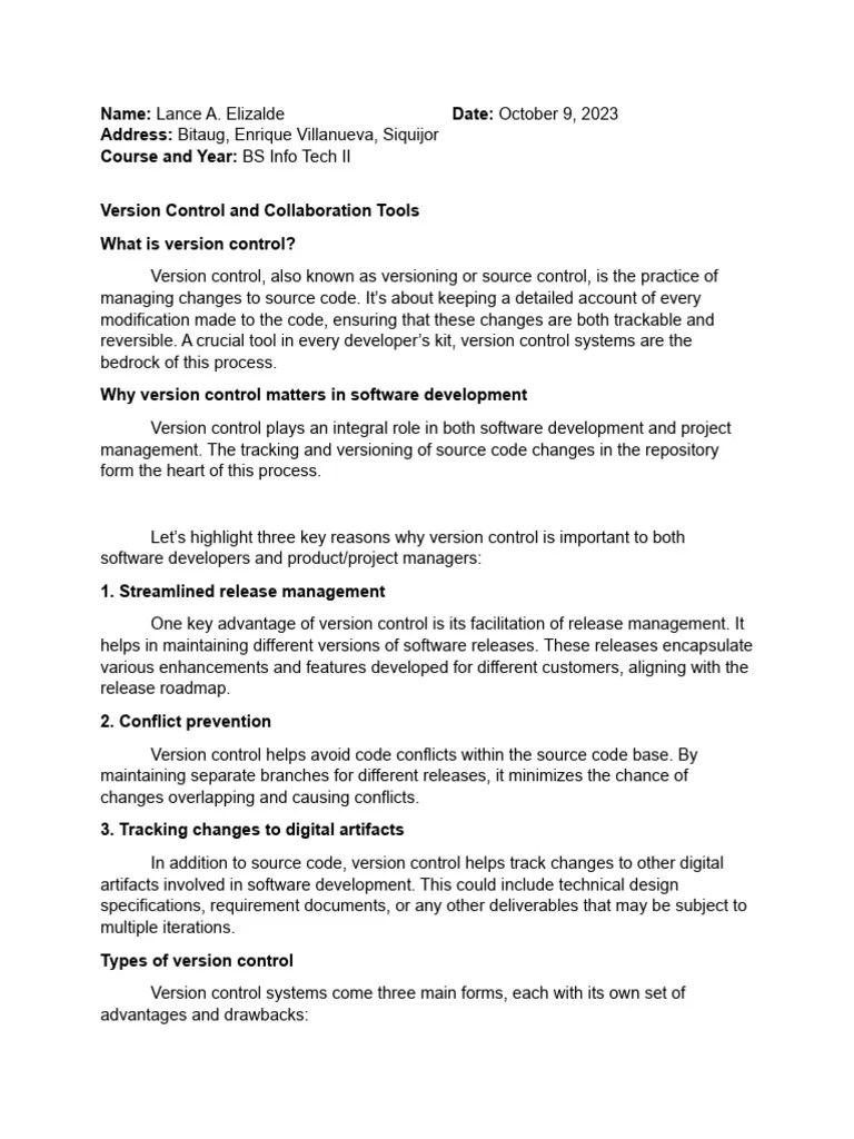 Version Control And Collaboration Tools | PDF | Version Control ...