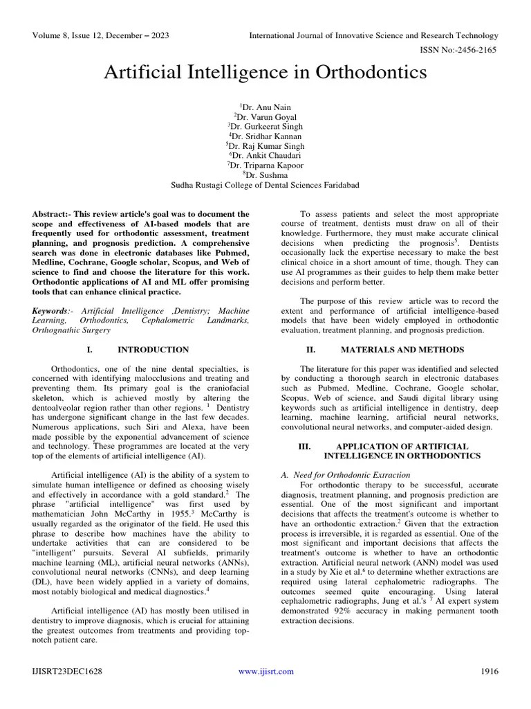 Artificial Intelligence In Orthodontics | PDF | Artificial Intelligence ...