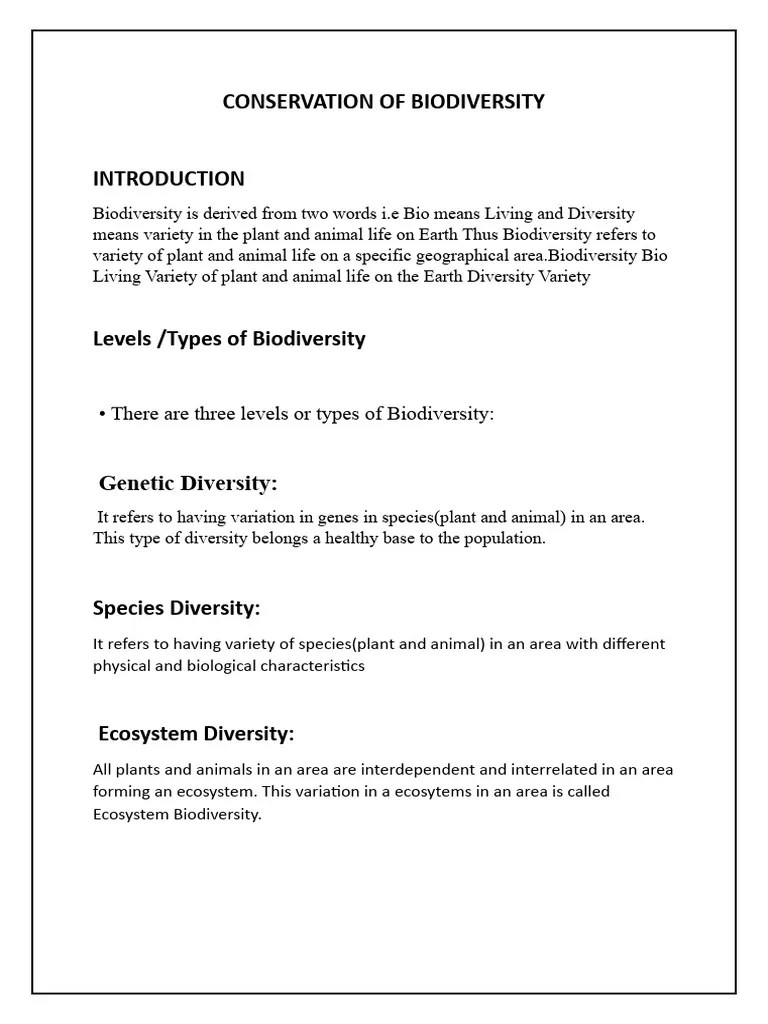 Conservation Of Biodiversity | PDF