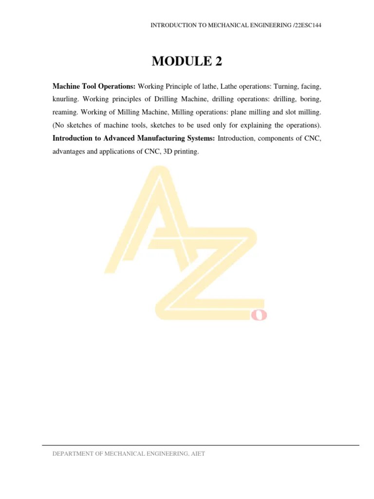 Mechanical Engineering Module 2 | PDF | Drilling | Machining
