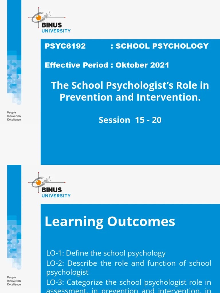 Lec #6 The School Psychologist's Role In Prevention And Intervention | PDF