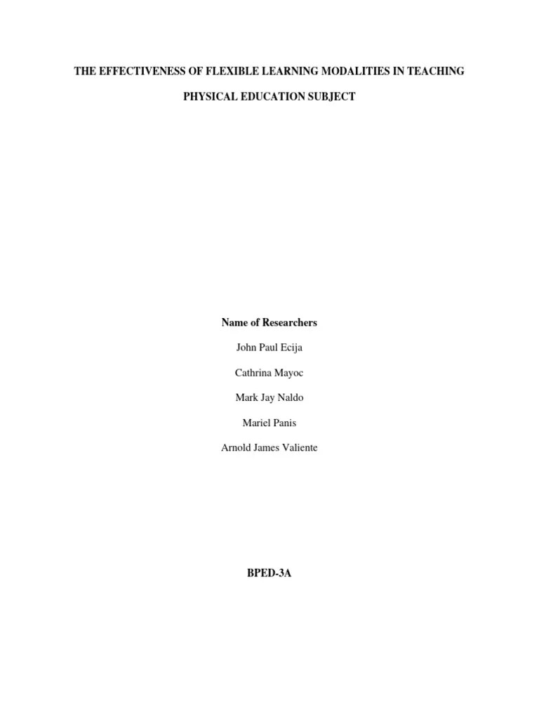 The Effectiveness Of Flexible Learning Modalities In Teaching Physical ...