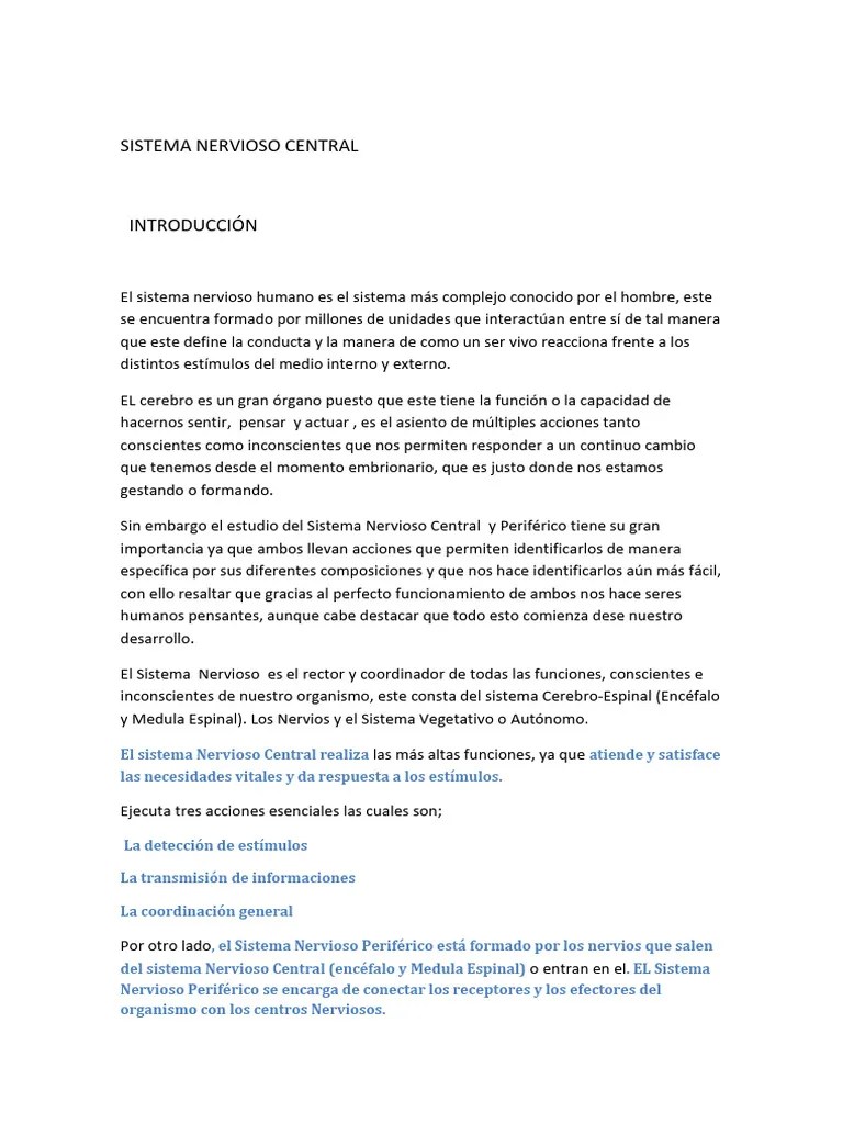 Sistema Nervioso Central | Descargar Gratis PDF | Sistema Nervioso ...