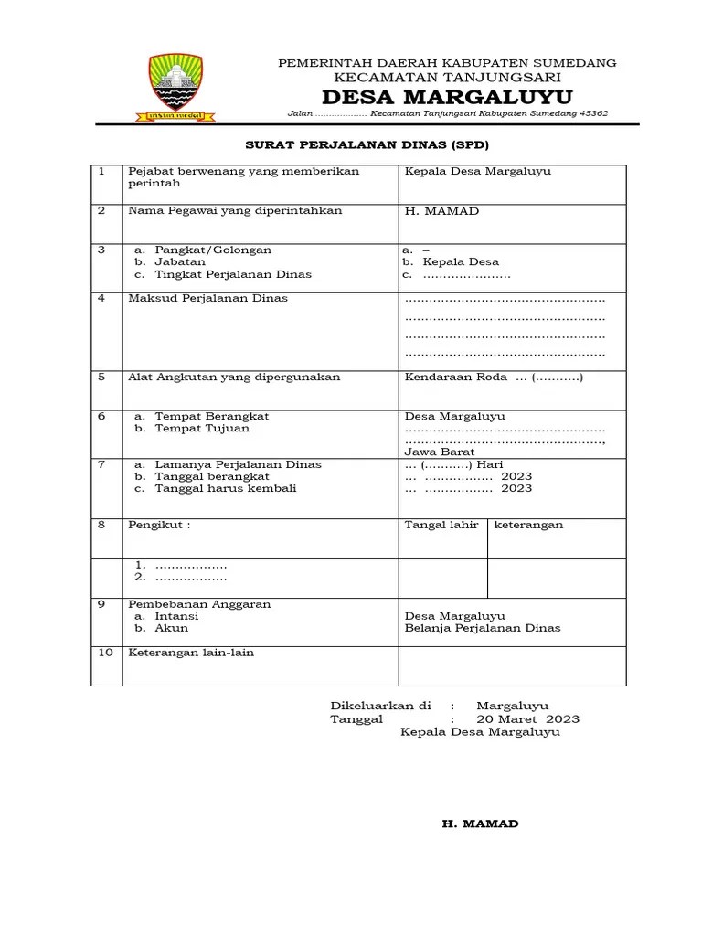 Perjalanan Dinas SPPD Kosong | PDF