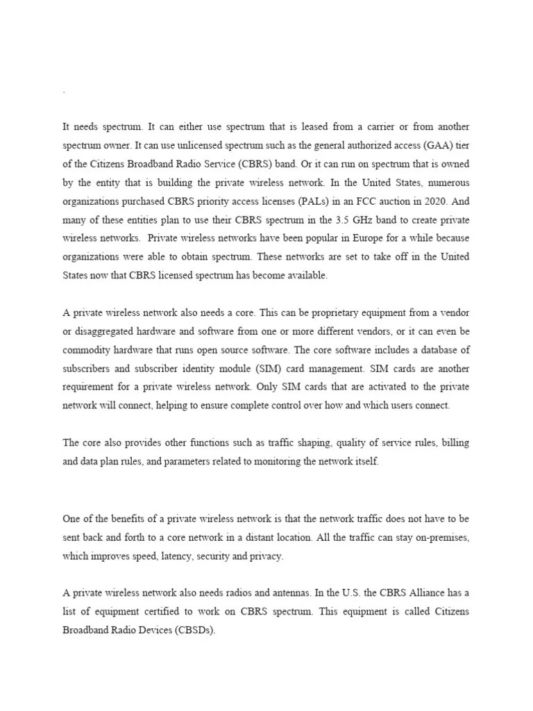 Private Wireless Network | PDF