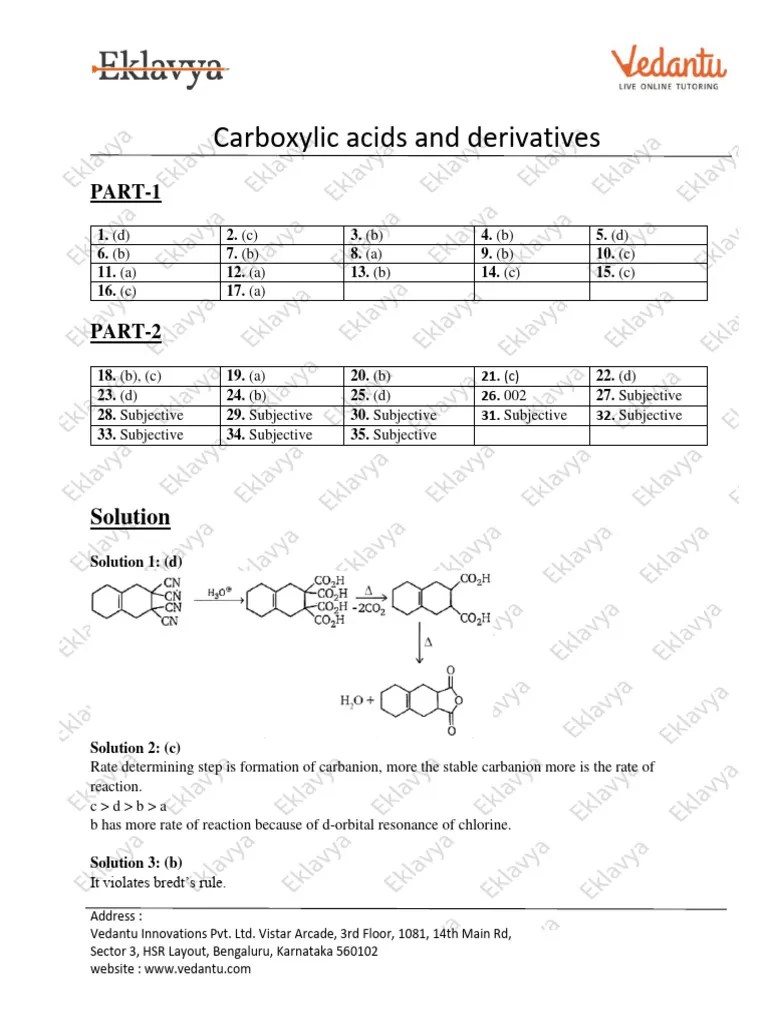 @PW - LECTURES - 01 Carboxylic Acids And Derivatives - Solutions | PDF